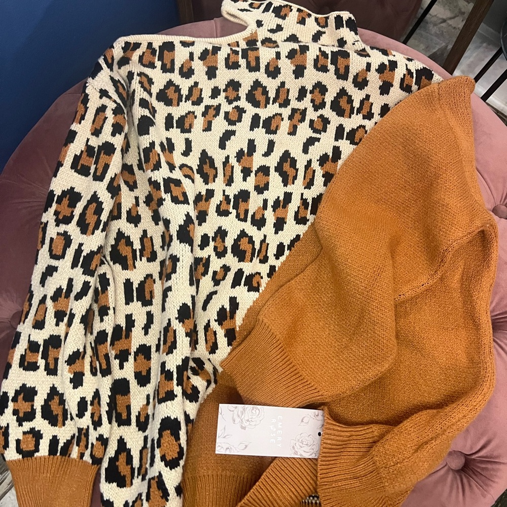 Leopard Print and Orange Sweater